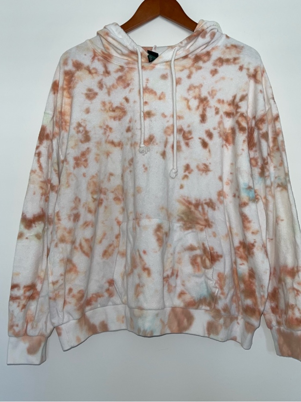 wild fable White Hoodie with Peach Tie-Dye Accents